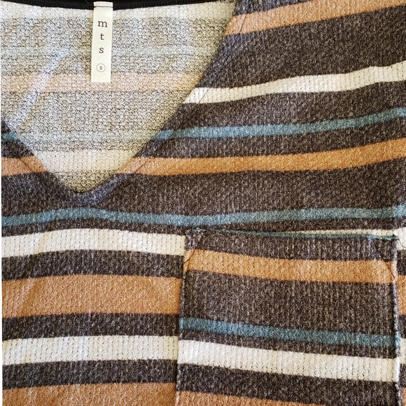 MITTOSHOP Casual Chic Oversized Mixed Stripes Top - Picture 2 of 6